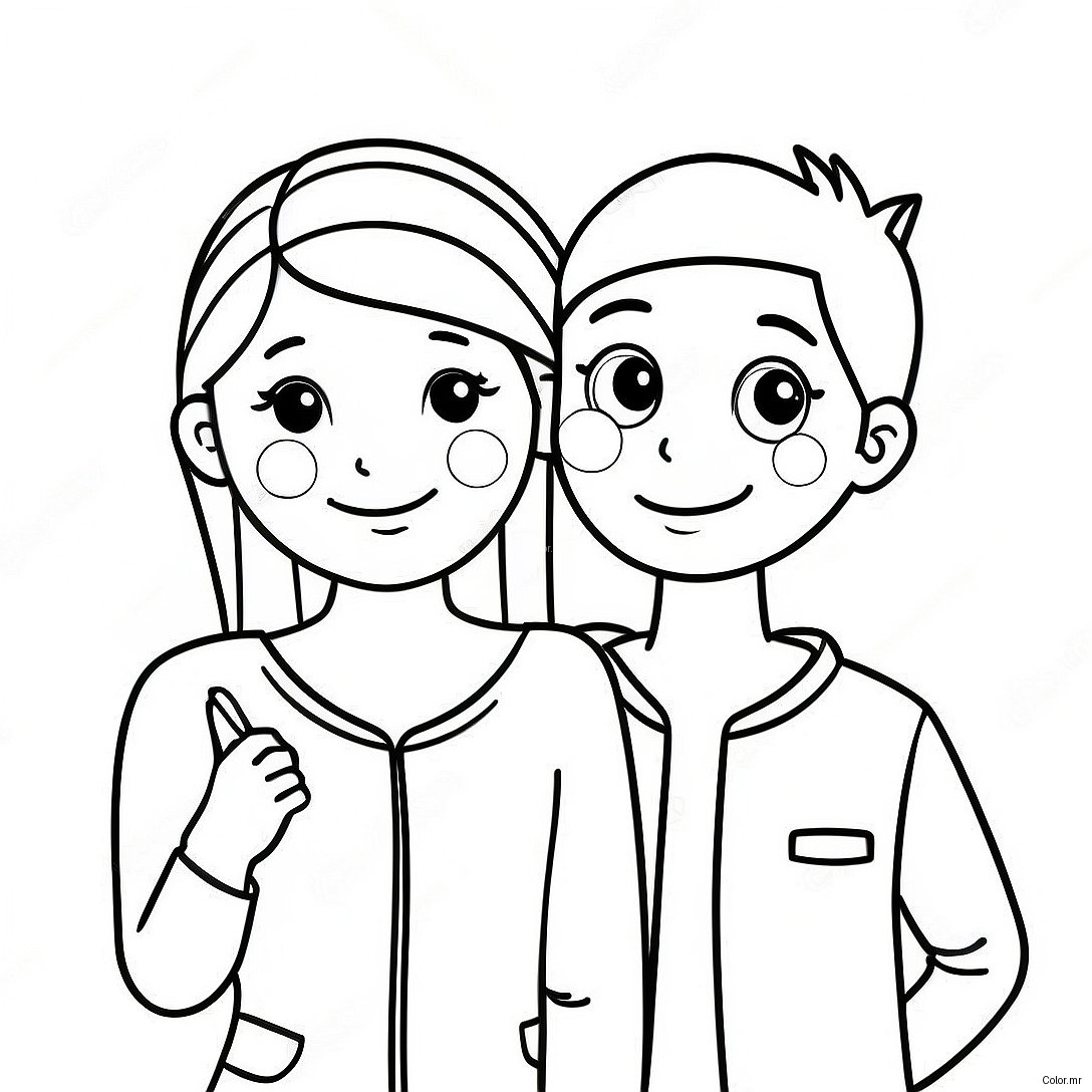 Adorable Boyfriend And Girlfriend Coloring Page 16352 13795