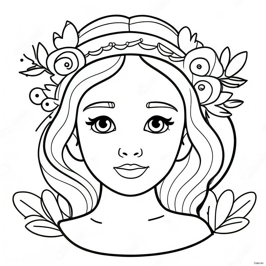 Adorable Girl With Flower Crown Coloring Page 22074 20406