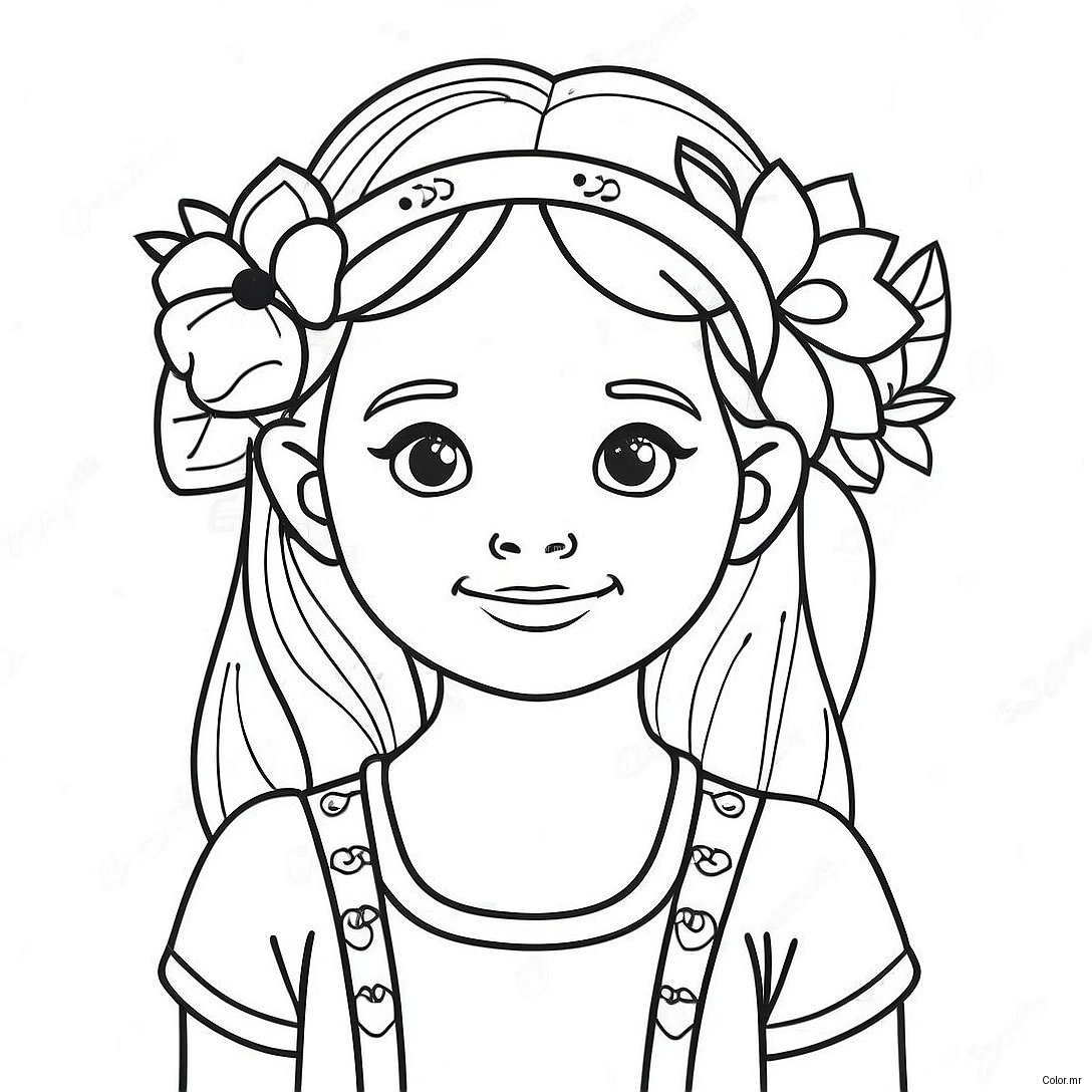Adorable Girl With Flower Crown Coloring Page 22074 20408