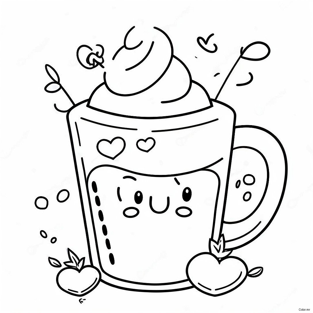 Adorable Hot Chocolate With Marshmallows Coloring Page 7475 6078