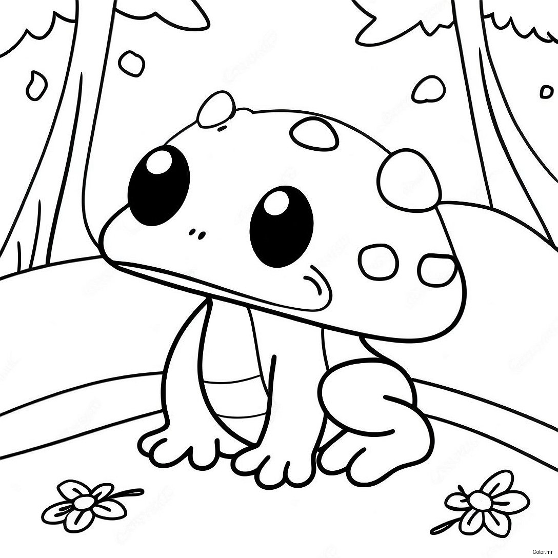 Adorable Mushroom Frog In A Forest Coloring Page 24155 22227