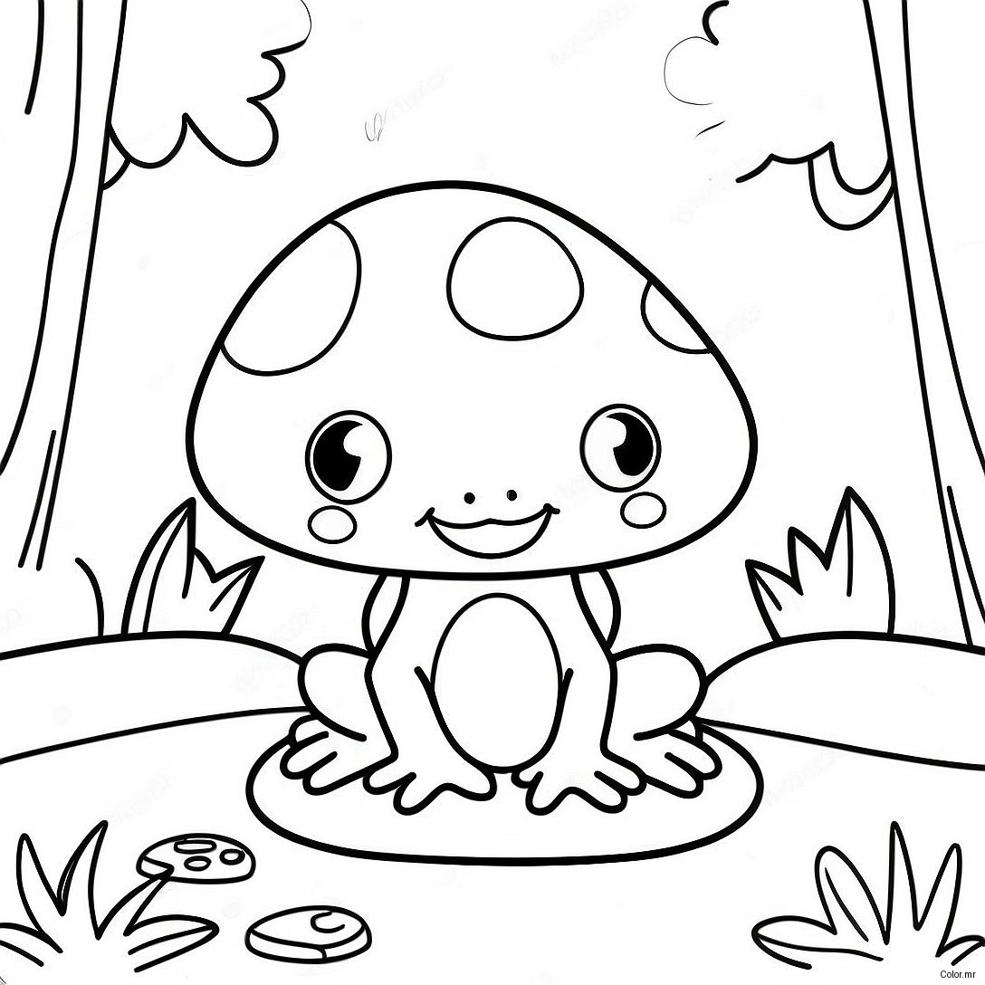 Adorable Mushroom Frog In A Forest Coloring Page 24155 22228