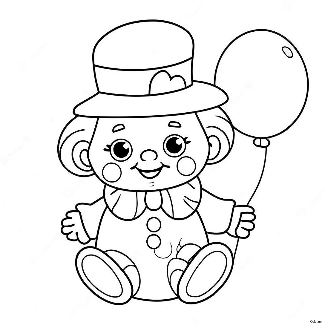 Adorable Precious Moments Clown With Balloon Coloring Page 60427 50126
