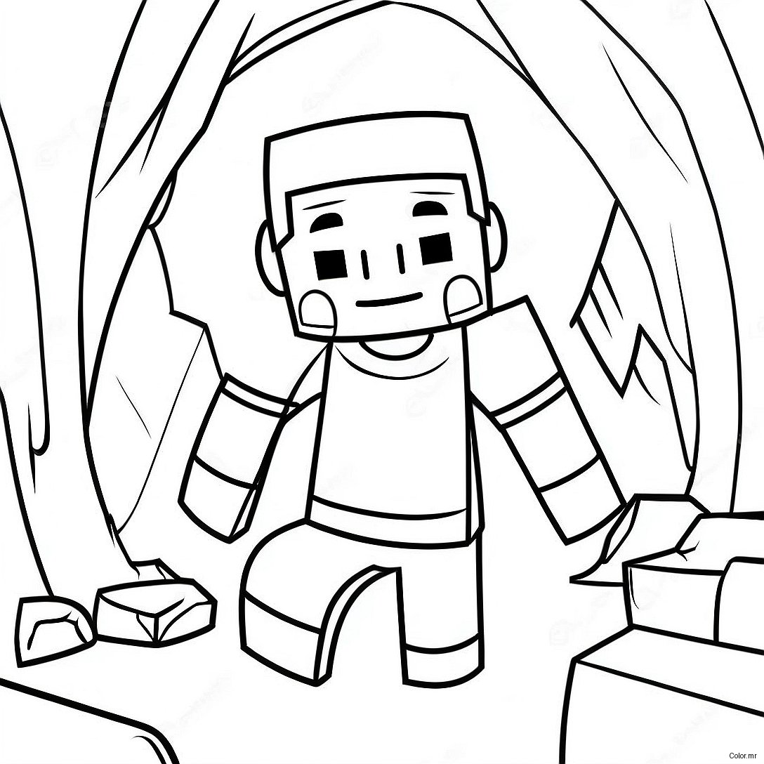 Adventurous Minecraft Alex Exploring A Cave Coloring Page 32120 16594