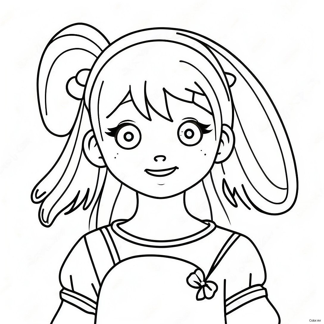 Anime Bunny Girl With Colorful Hair Coloring Page 40597 33642