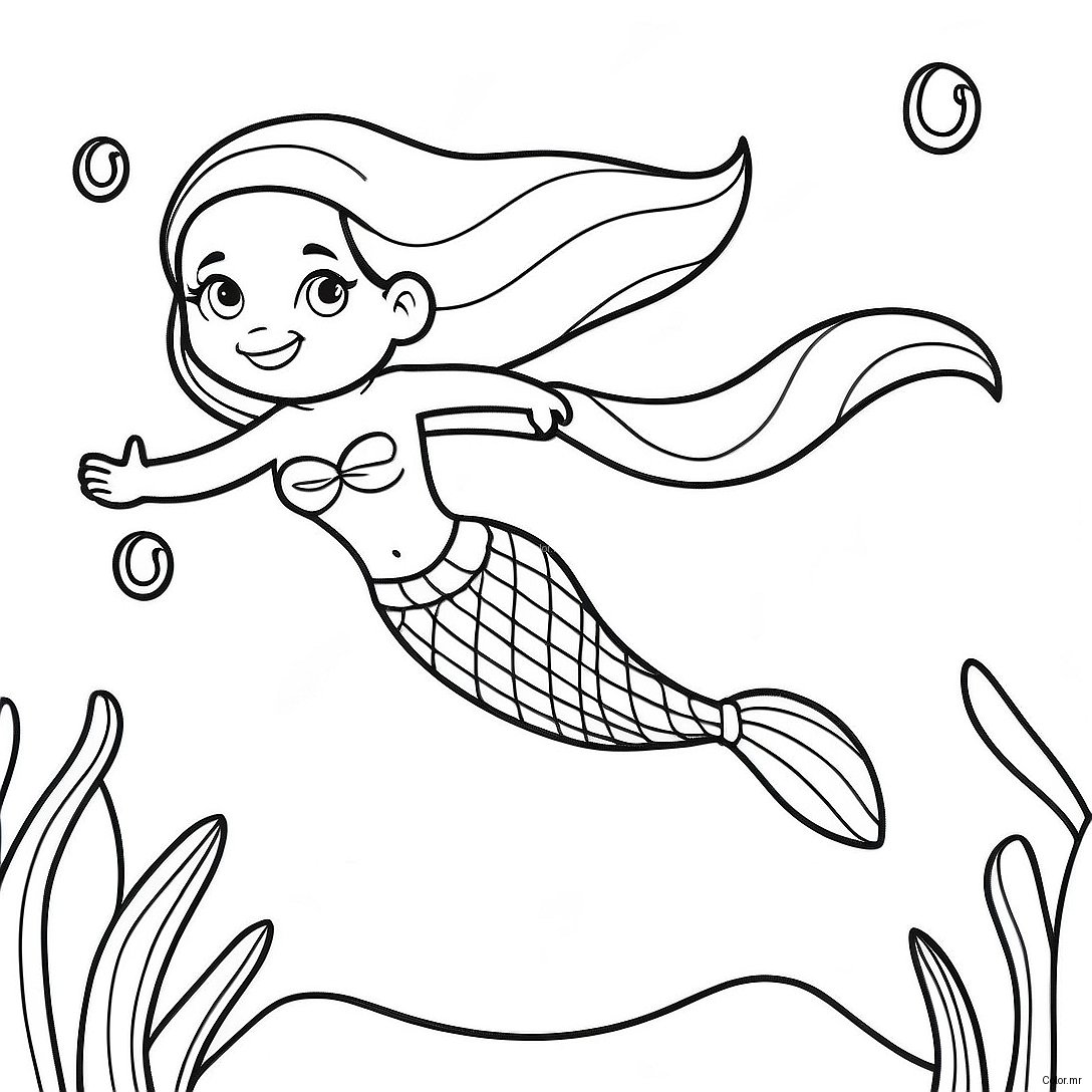 Ariel With Legs Swimming In The Ocean Coloring Page 55551 46207