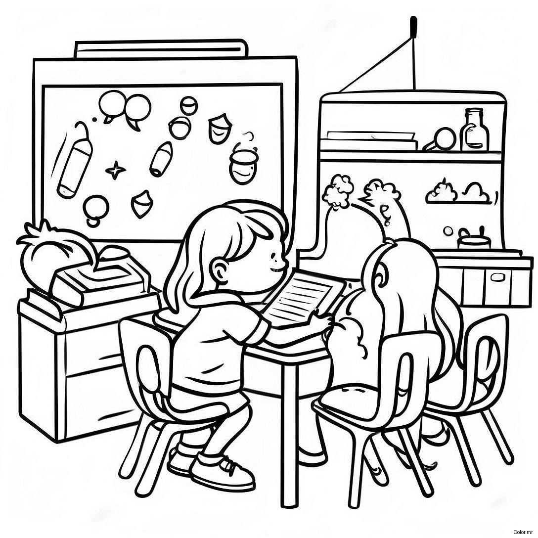 Back To School 2nd Grade Classroom Coloring Page 44042 36632