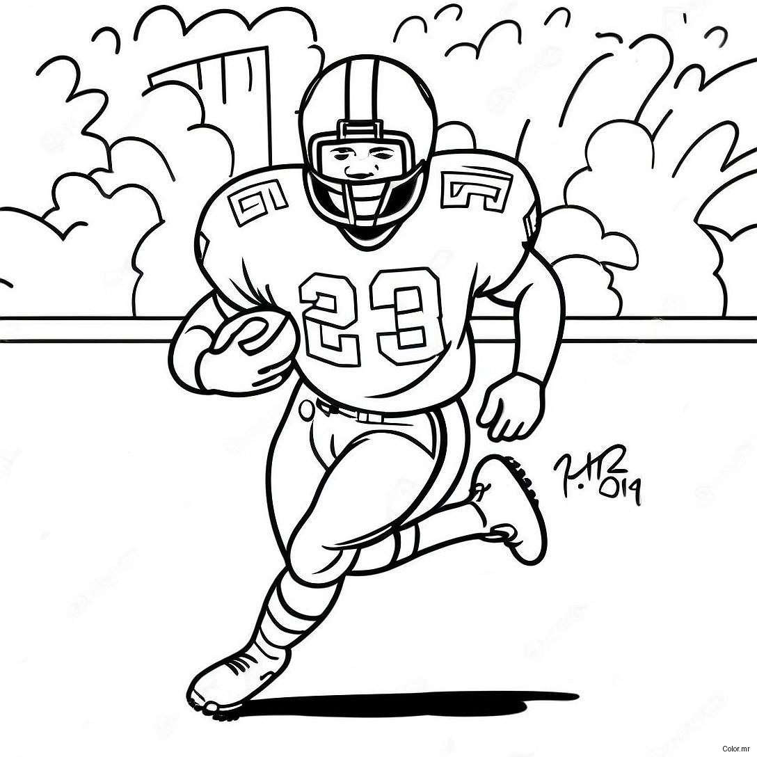Barry Sanders Running With Football Coloring Page 52217 43443