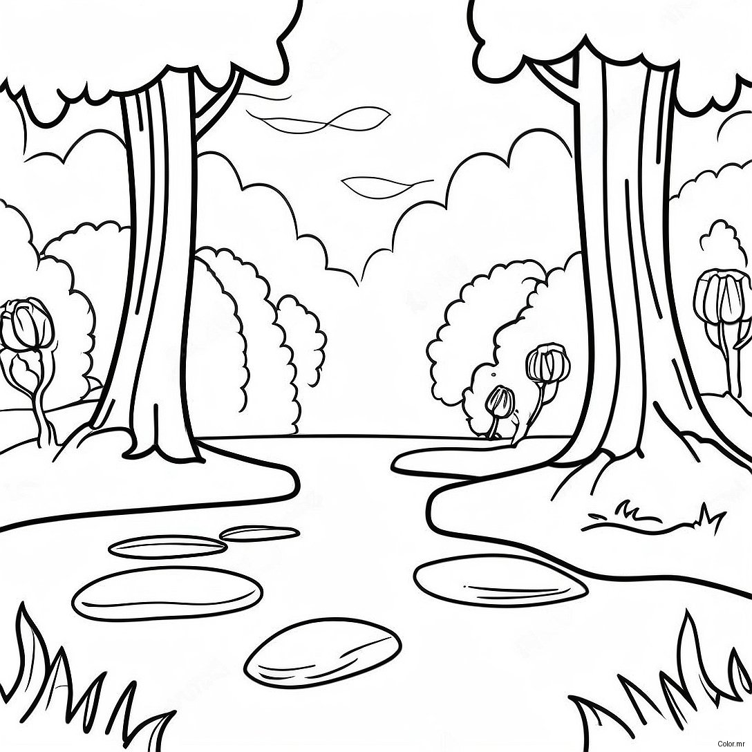 Beautiful Arkansas Nature Scene Coloring Page 35994 30027