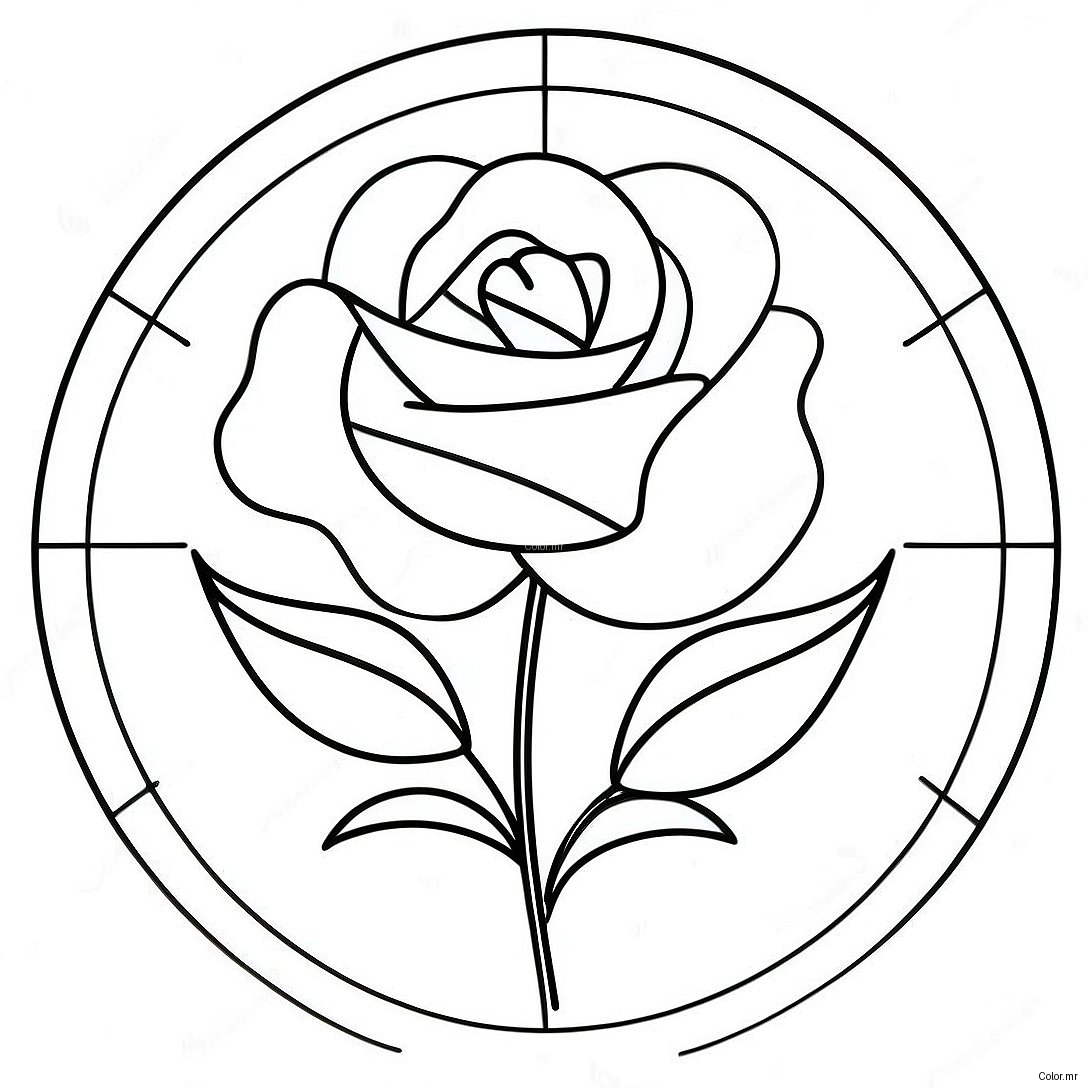 Beauty And The Beast Stained Glass Rose Coloring Page 56411 46889