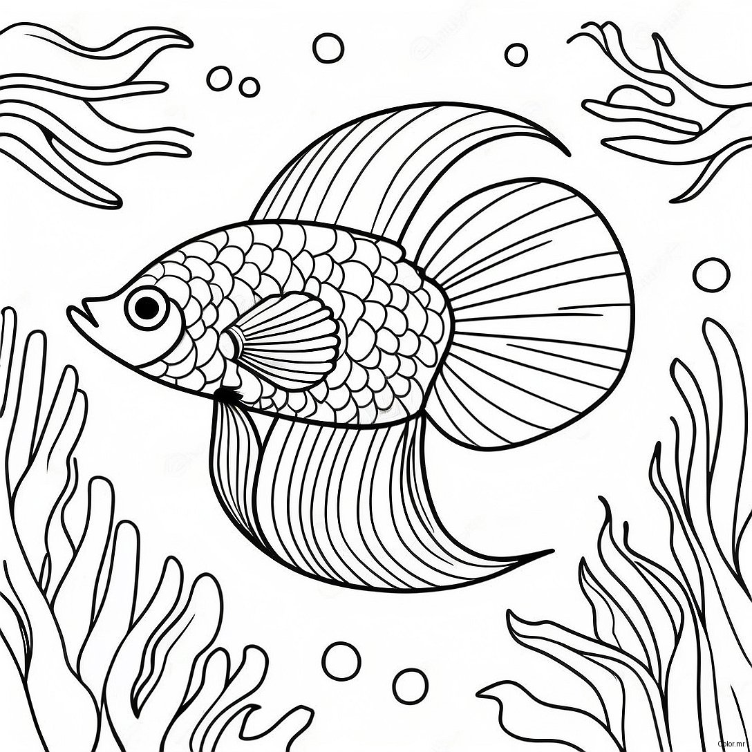 Betta Fish Swimming In Coral Reef Coloring Page 71043 58718