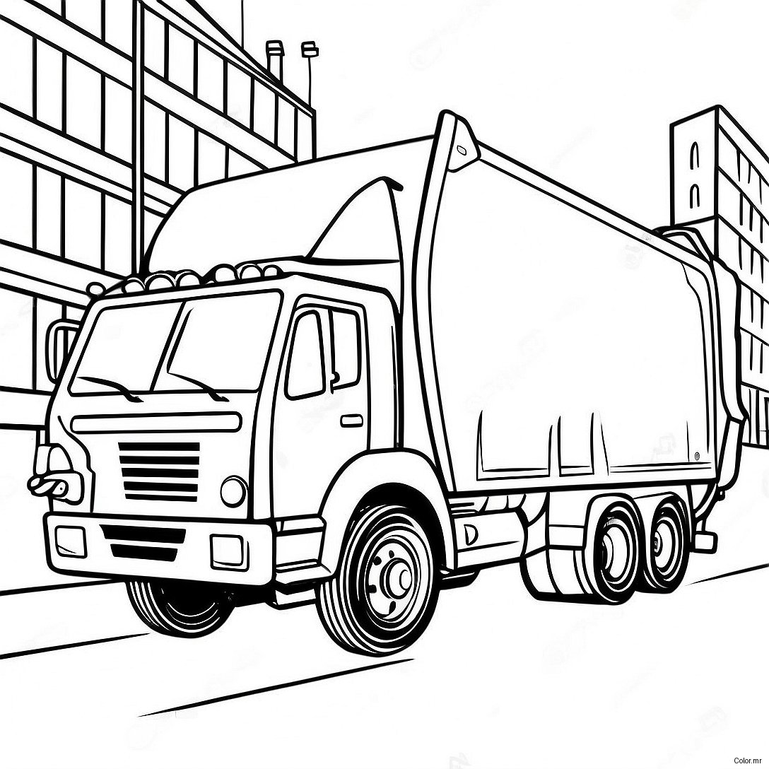 Big Garbage Truck Driving Through The City Coloring Page 502 401