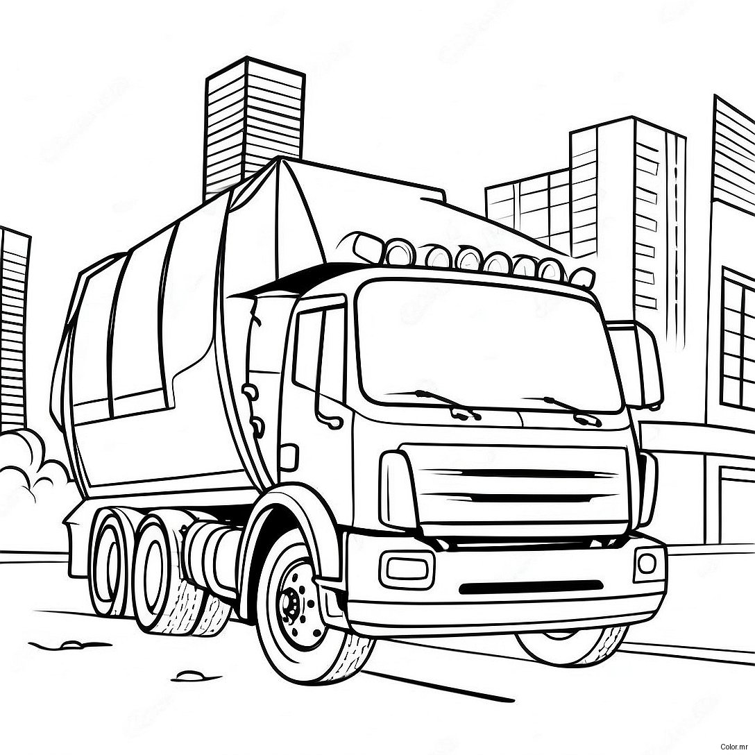 Big Garbage Truck Driving Through The City Coloring Page 502 404