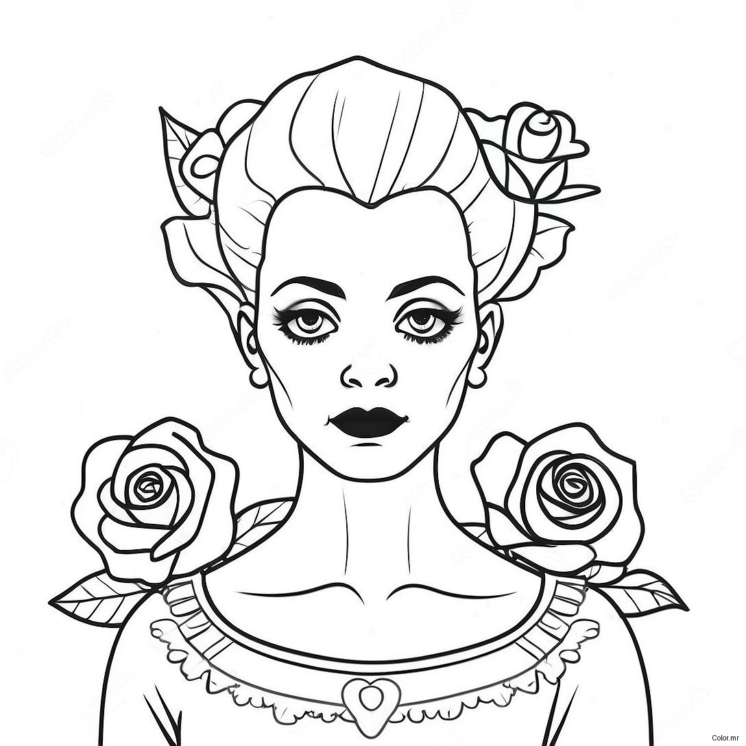 Bride Of Frankenstein With Flowers Coloring Page 32962 17246