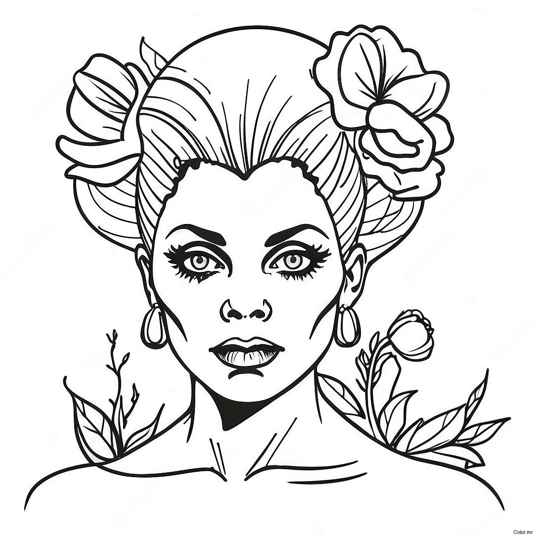 Bride Of Frankenstein With Flowers Coloring Page 32962 17248