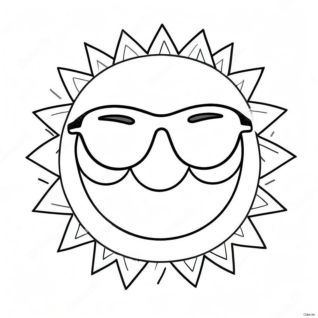 Bright Sun With Sunglasses Coloring Page 63860 52829