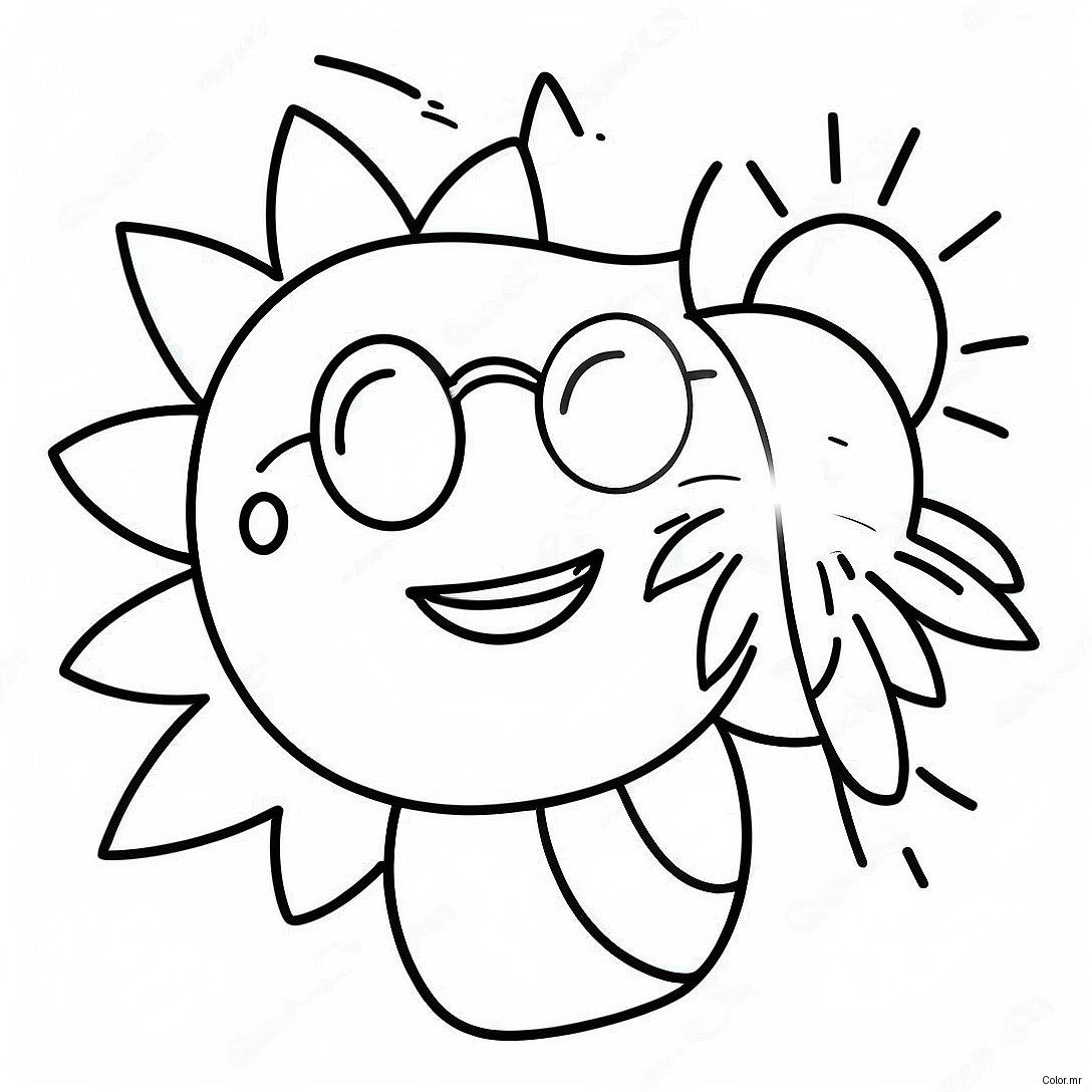 Bright Sun With Sunglasses Coloring Page 63860 52830