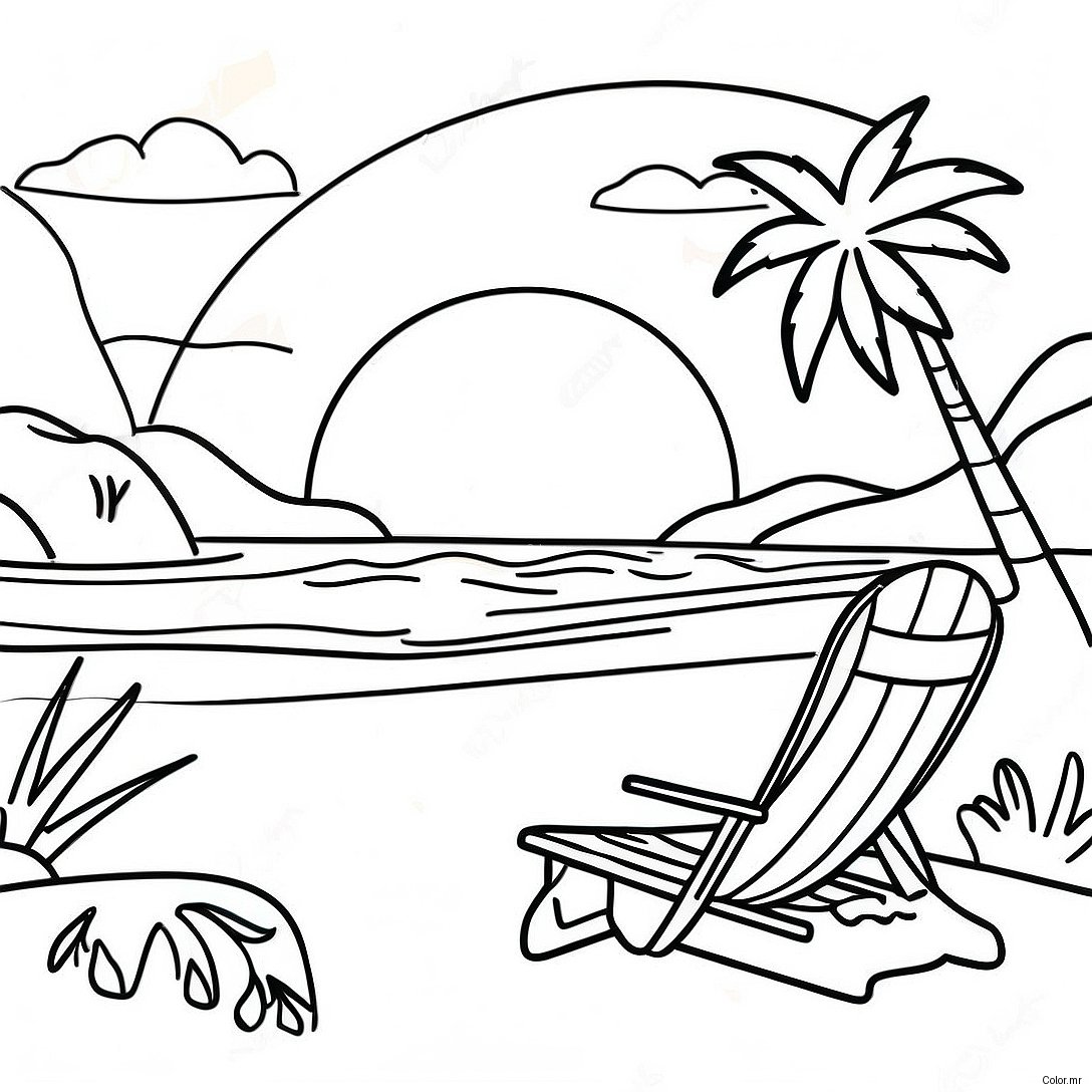 California Beach Sunset Coloring Page 15189 12557
