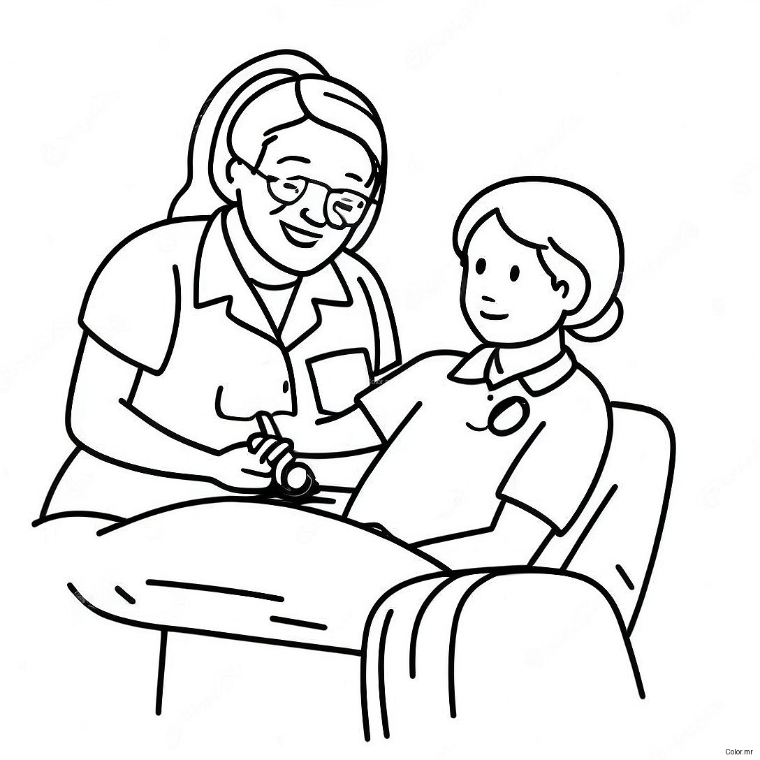 Caring Nurse Helping Patient Coloring Page 40638 33686