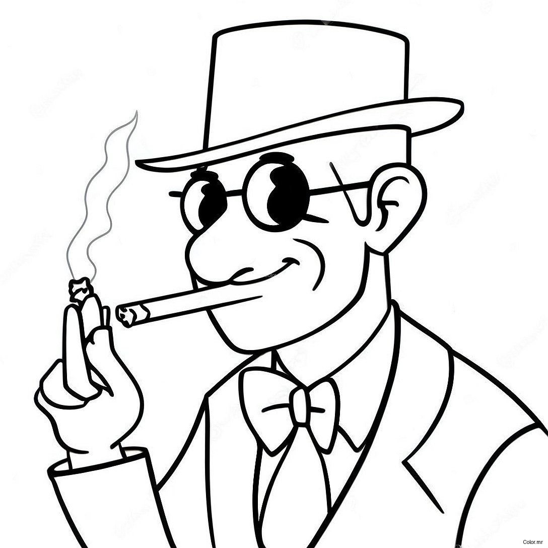 Cartoon Character Smoking Cigarette Coloring Page 40358 33464