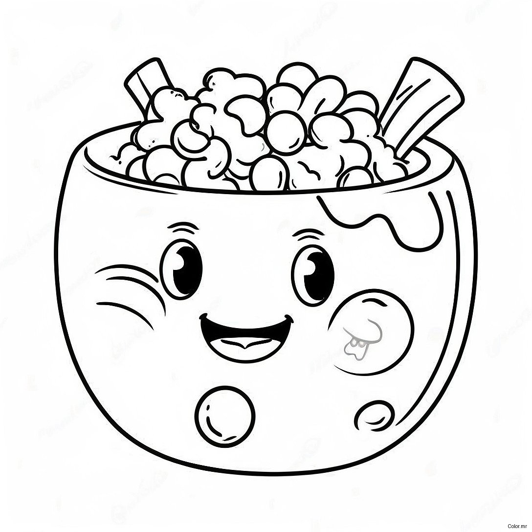 Cheesy Macaroni With Smiling Face Coloring Page 57415 47742
