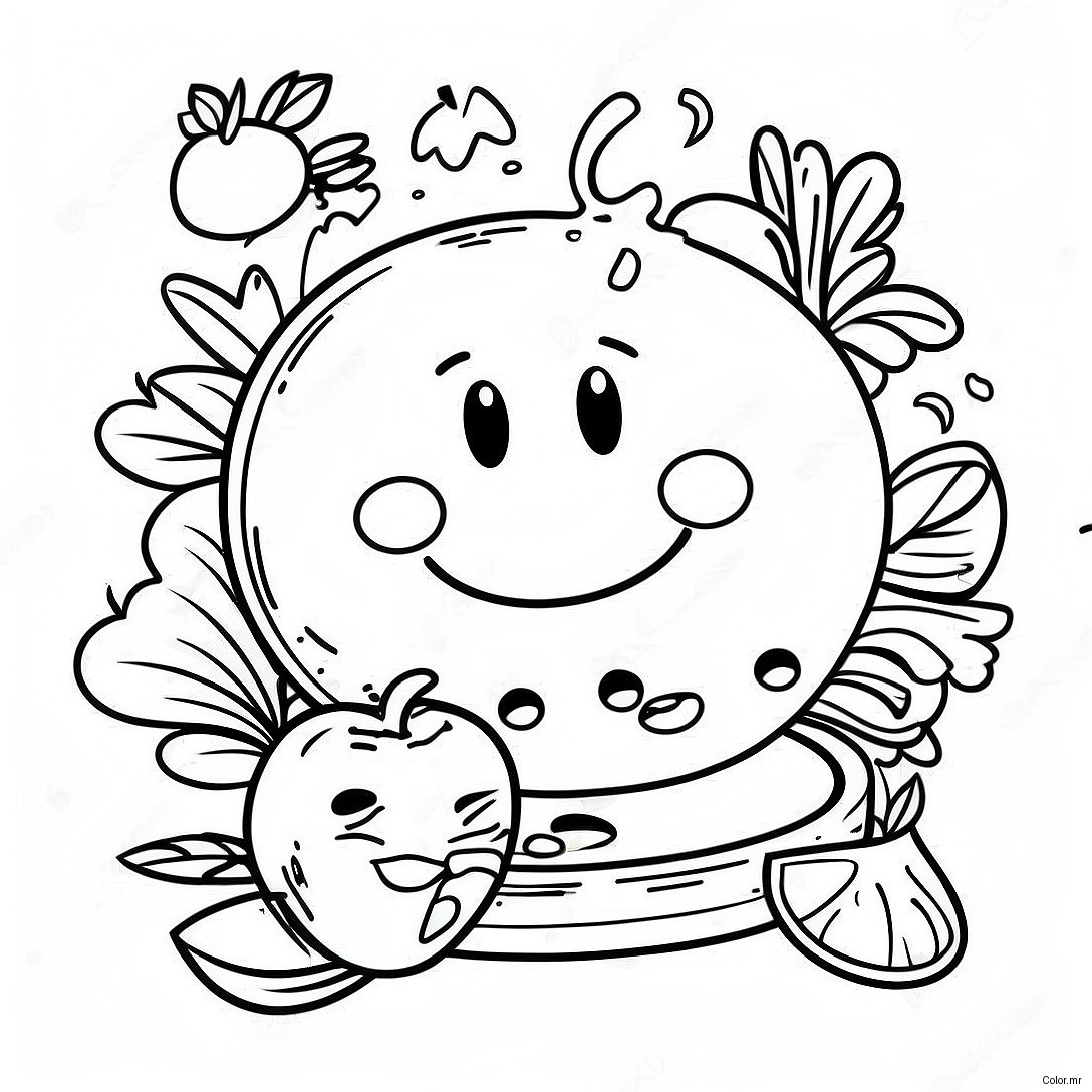Cheesy Macaroni With Smiling Face Coloring Page 57415 47743