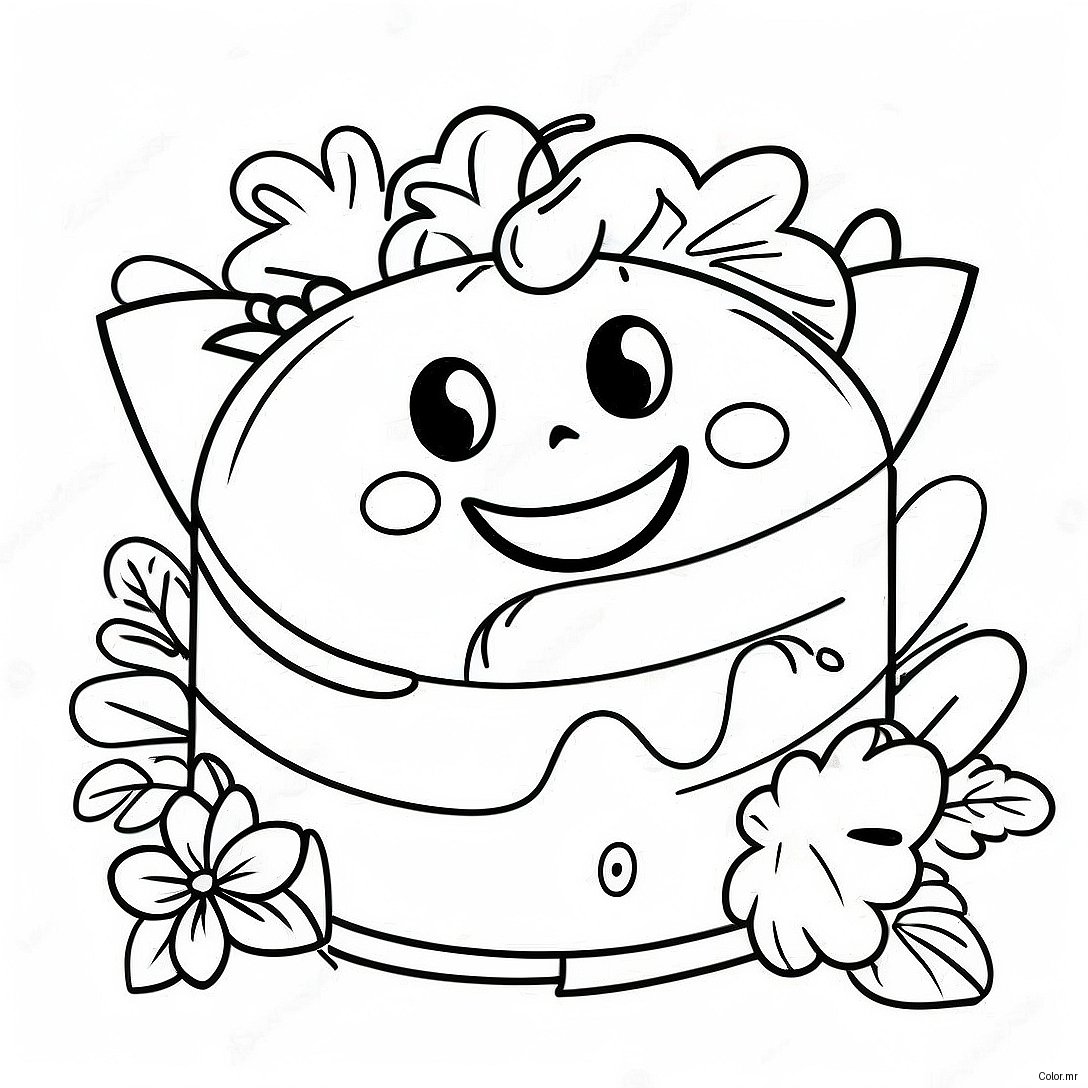 Cheesy Macaroni With Smiling Face Coloring Page 57415 47744