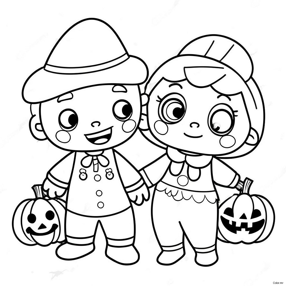 Cocomelon Characters In Halloween Costumes Coloring Page 30189 27150