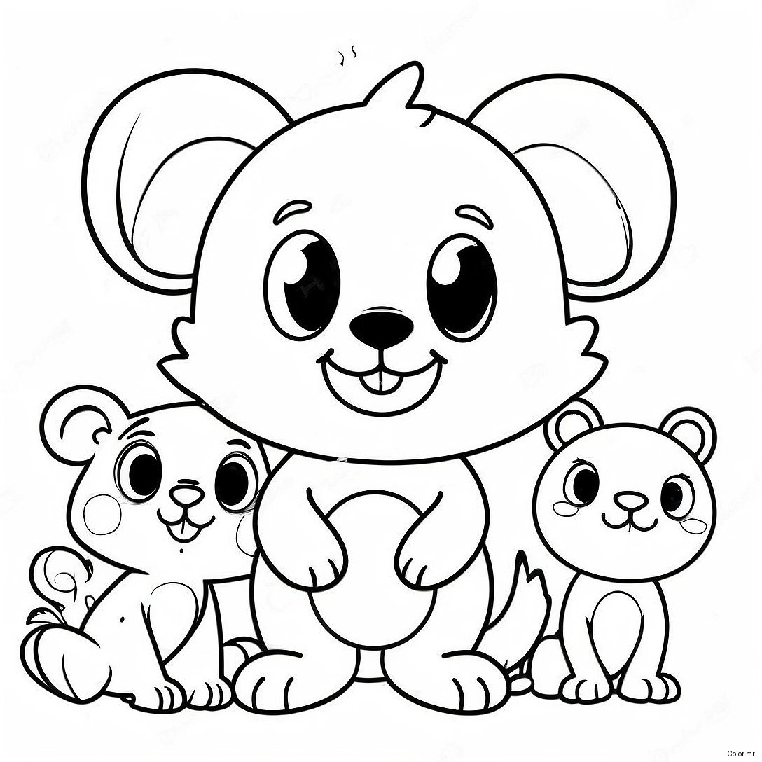 Colorful 80s Cartoon Animals Coloring Page 40999 34054