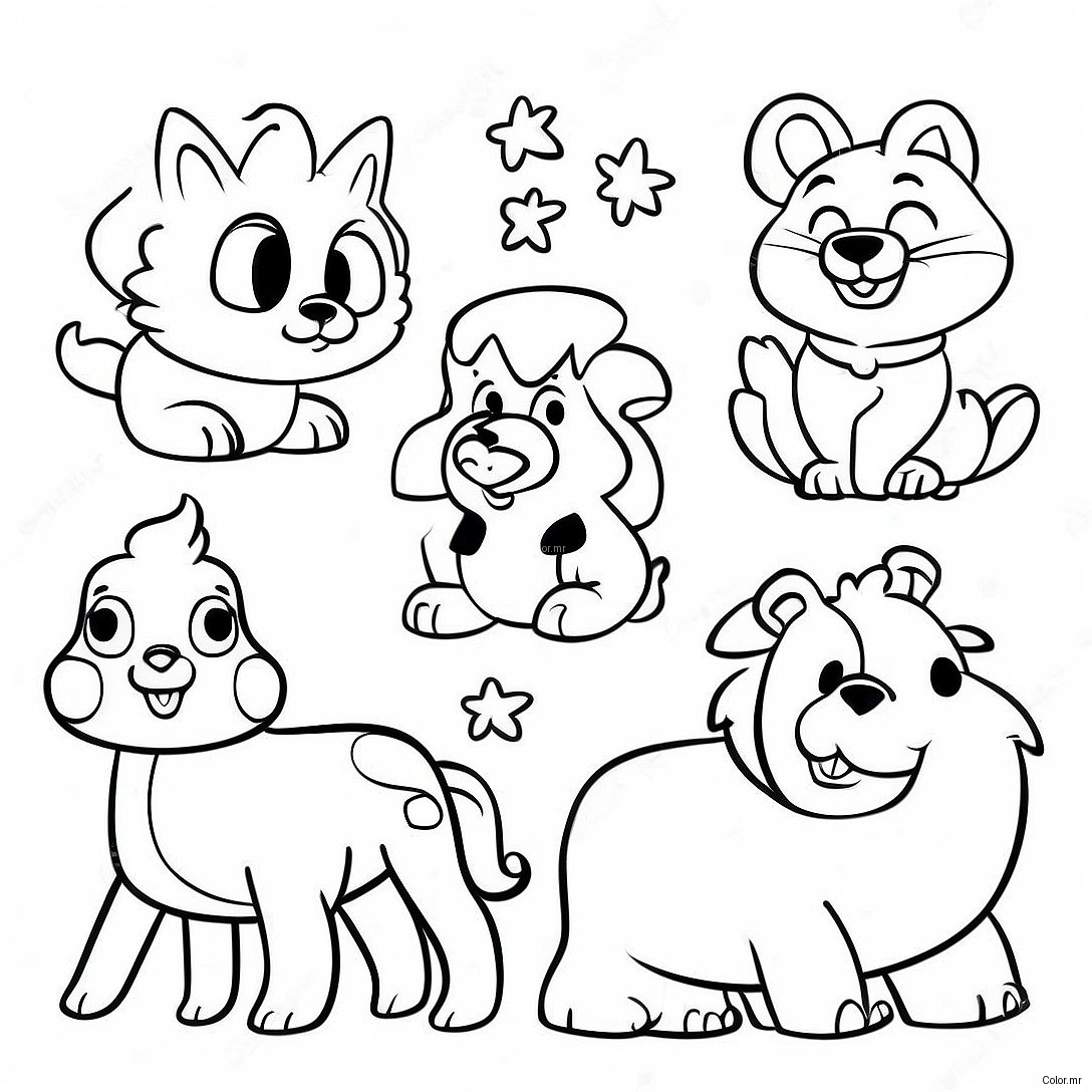 Colorful 80s Cartoon Animals Coloring Page 40999 34056