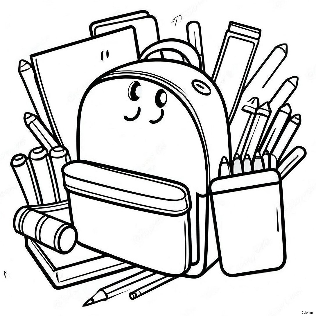 Colorful Back To School Supplies Coloring Page 44043 36633