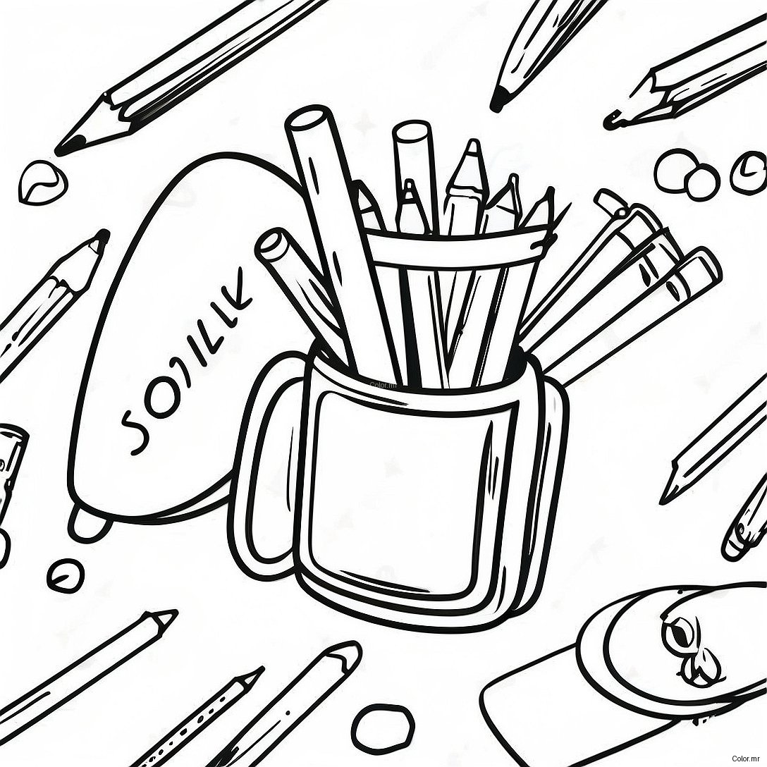 Colorful Back To School Supplies Coloring Page 44043 36636