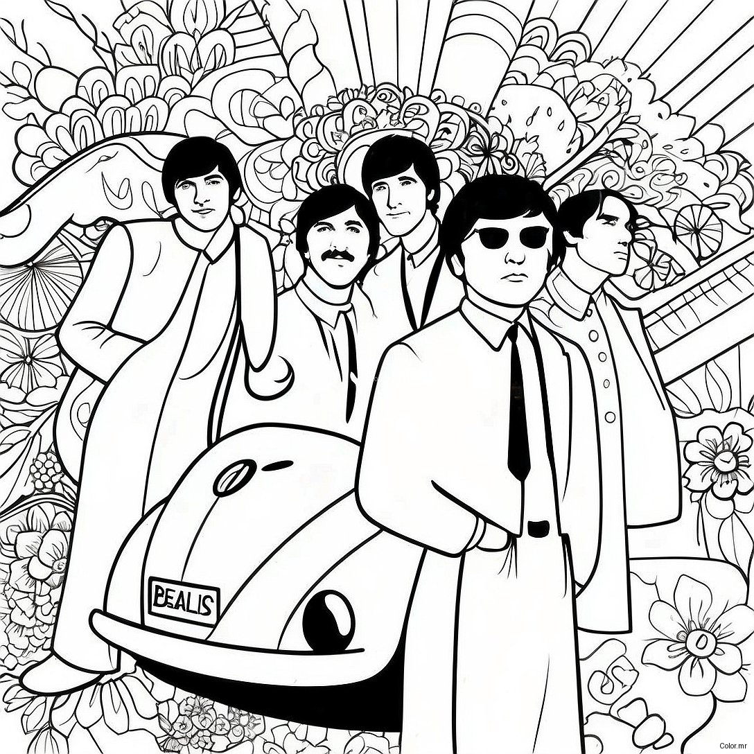 Colorful Beatles Album Covers Coloring Page 24896 22810