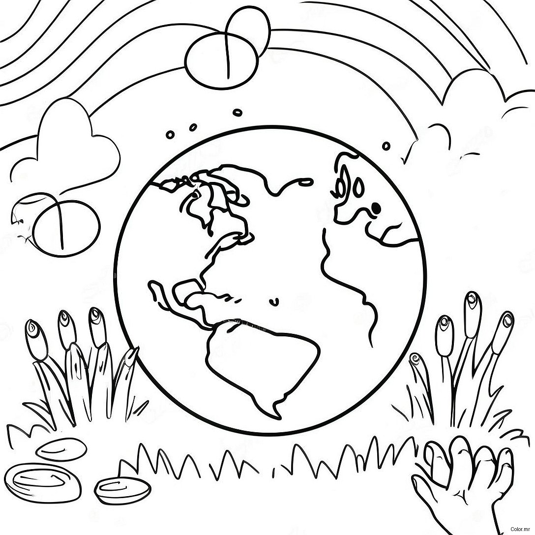 Colorful Earth Day Celebration Coloring Page 20412 18954