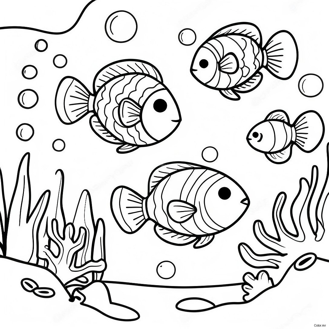 Colorful Fish Swimming In Coral Reef Coloring Page 9537 7784