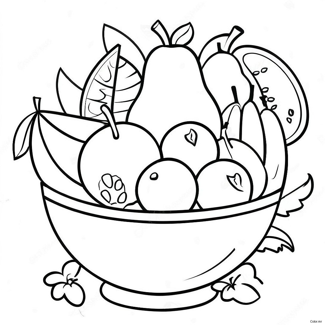 Colorful Fruit Bowl With Tropical Fruits Coloring Page 34353 28547