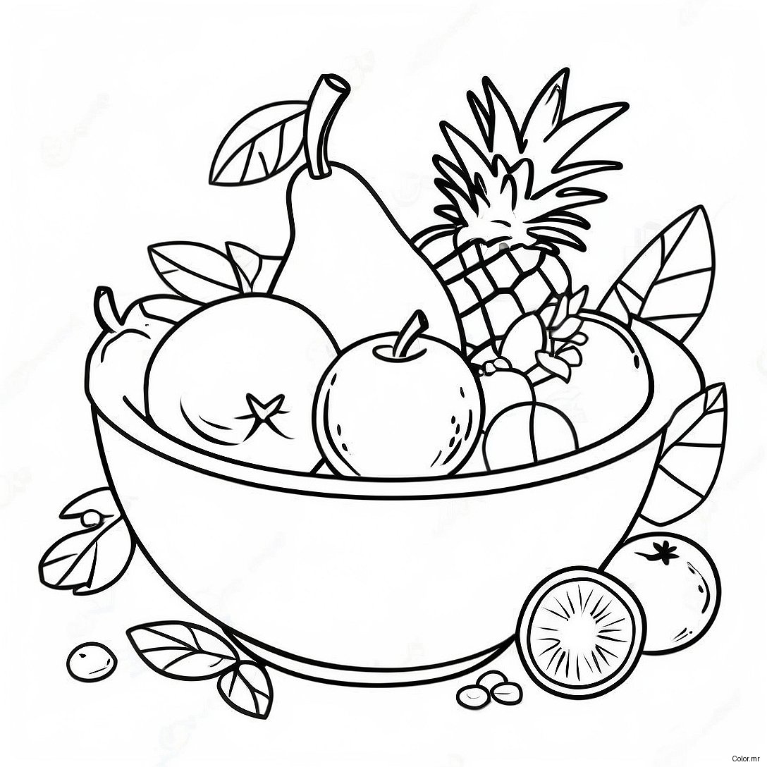 Colorful Fruit Bowl With Tropical Fruits Coloring Page 34353 28621