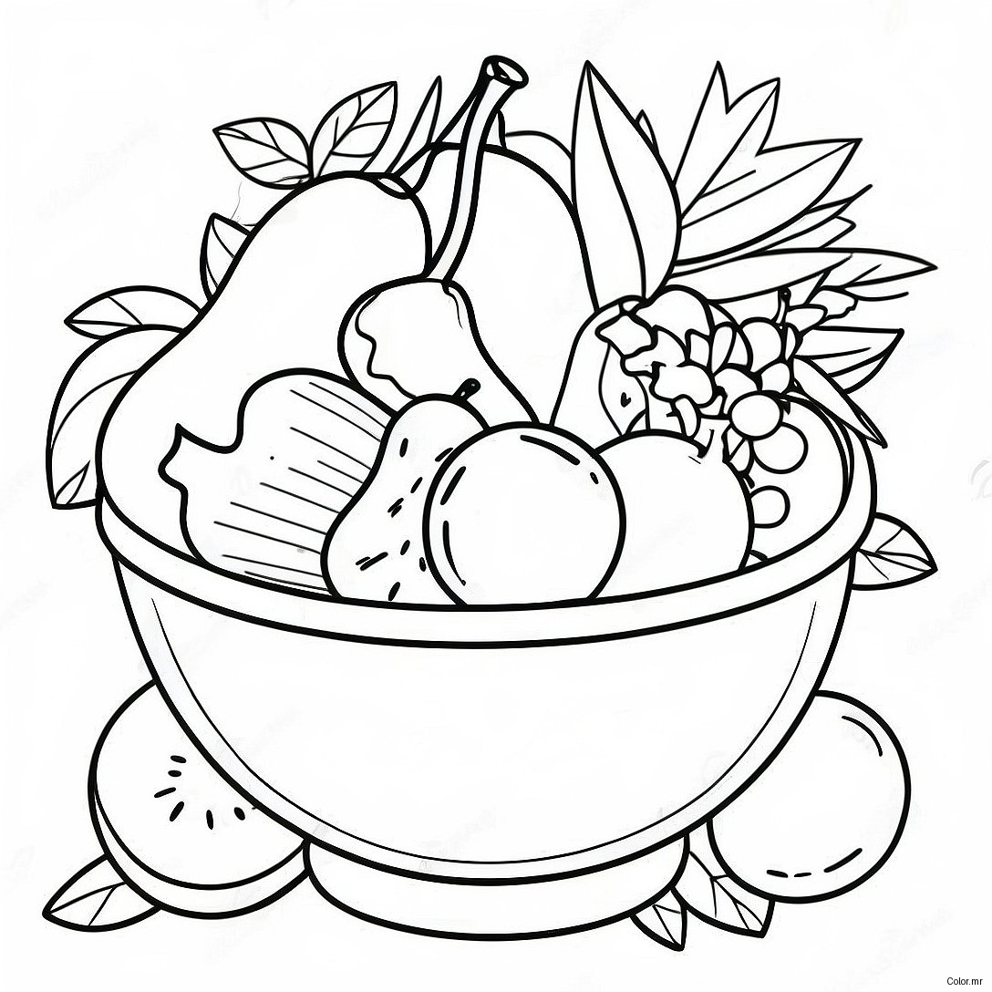 Colorful Fruit Bowl With Tropical Fruits Coloring Page 34353 28622