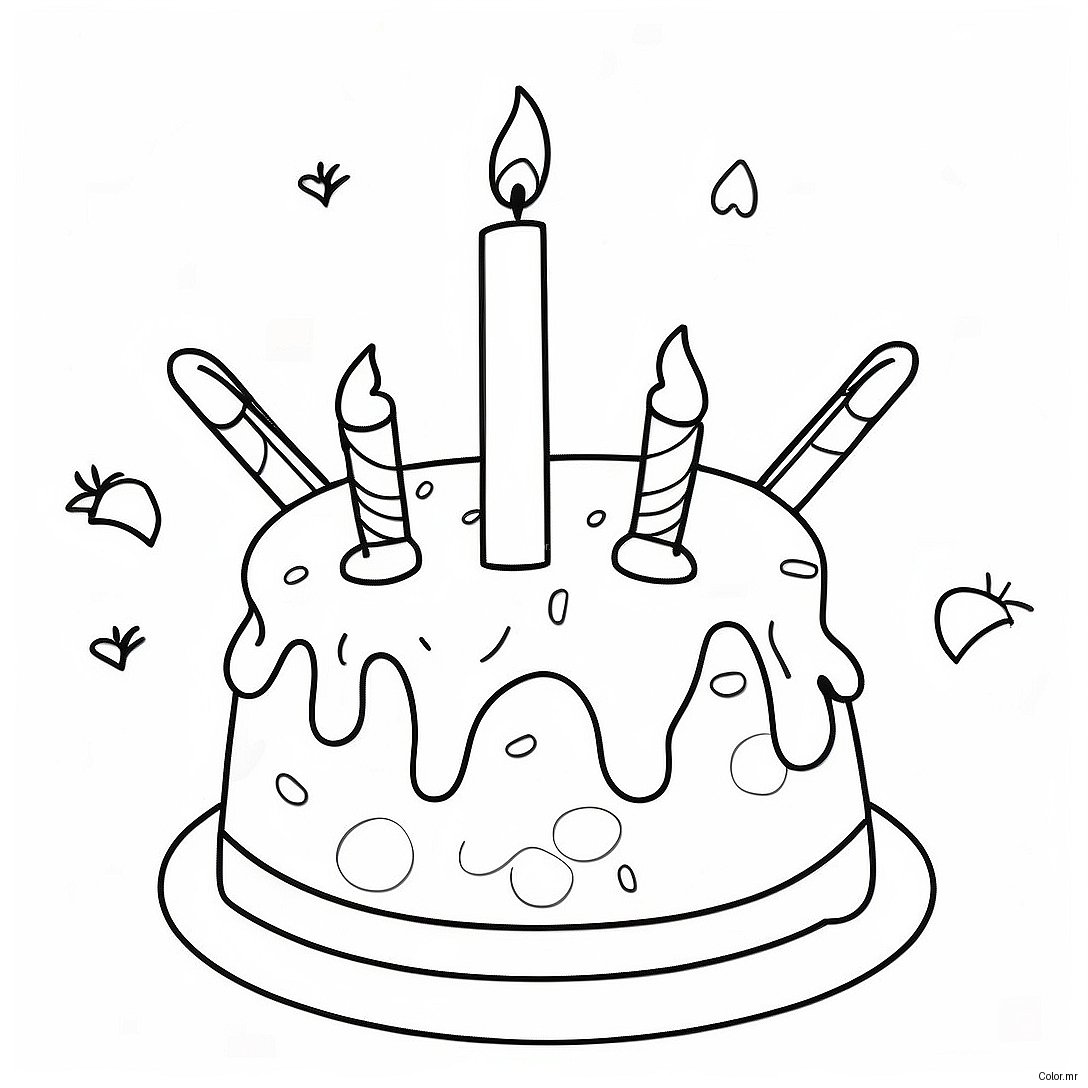 Colorful Happy 10th Birthday Cake Coloring Page 30899 27716