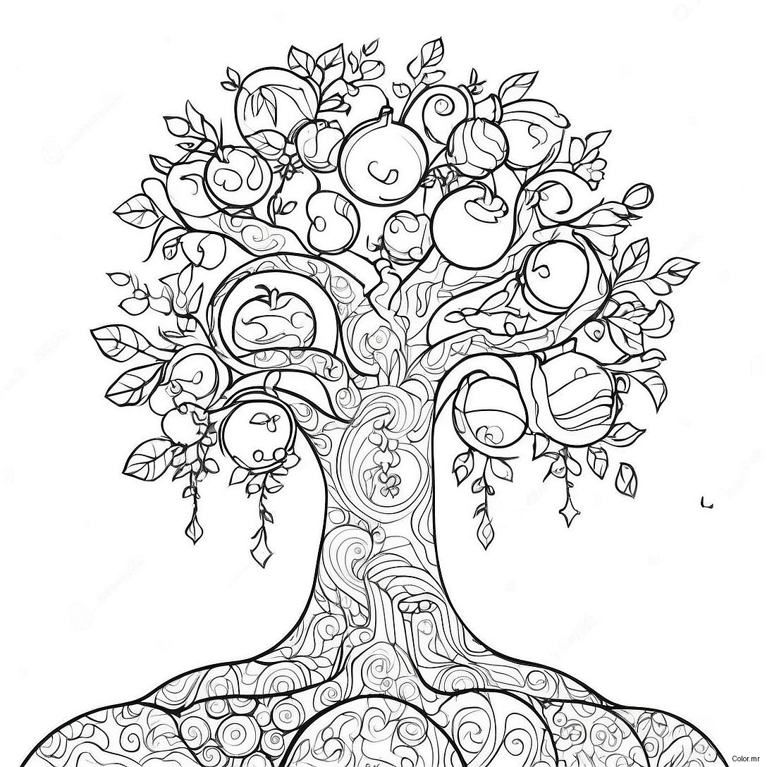 Colorful Jesse Tree With Ornaments Coloring Page 68954 56842