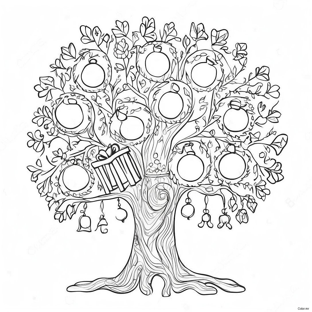 Colorful Jesse Tree With Ornaments Coloring Page 68954 56843