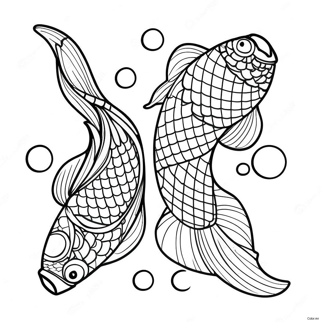 Colorful Koi Fish Swimming In A Pond Coloring Page 17024 14321