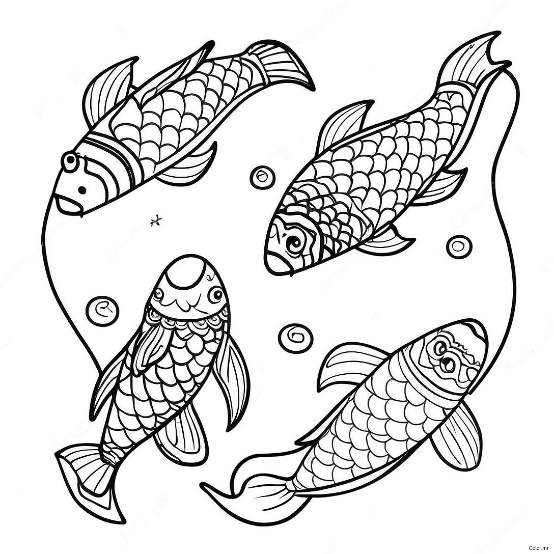 Colorful Koi Fish Swimming In A Pond Coloring Page 17024 14323