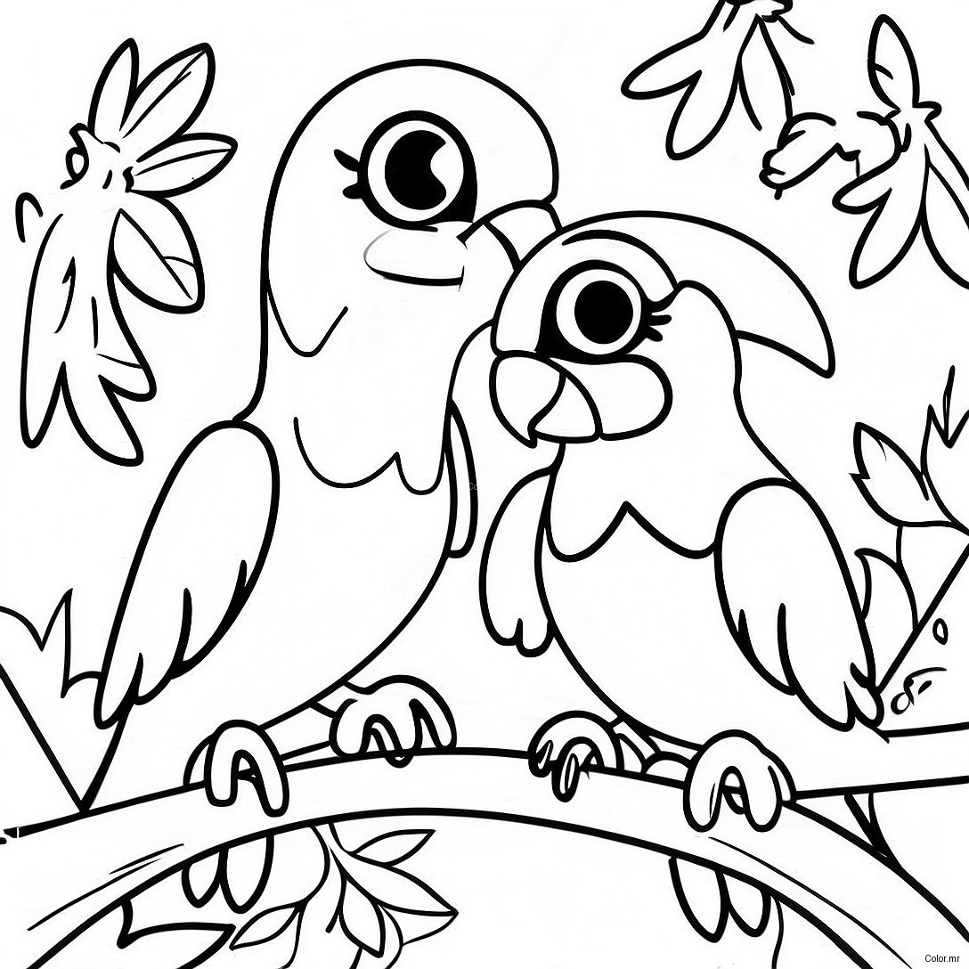 Colorful Parrots In The Rainforest Coloring Page 40248 33373