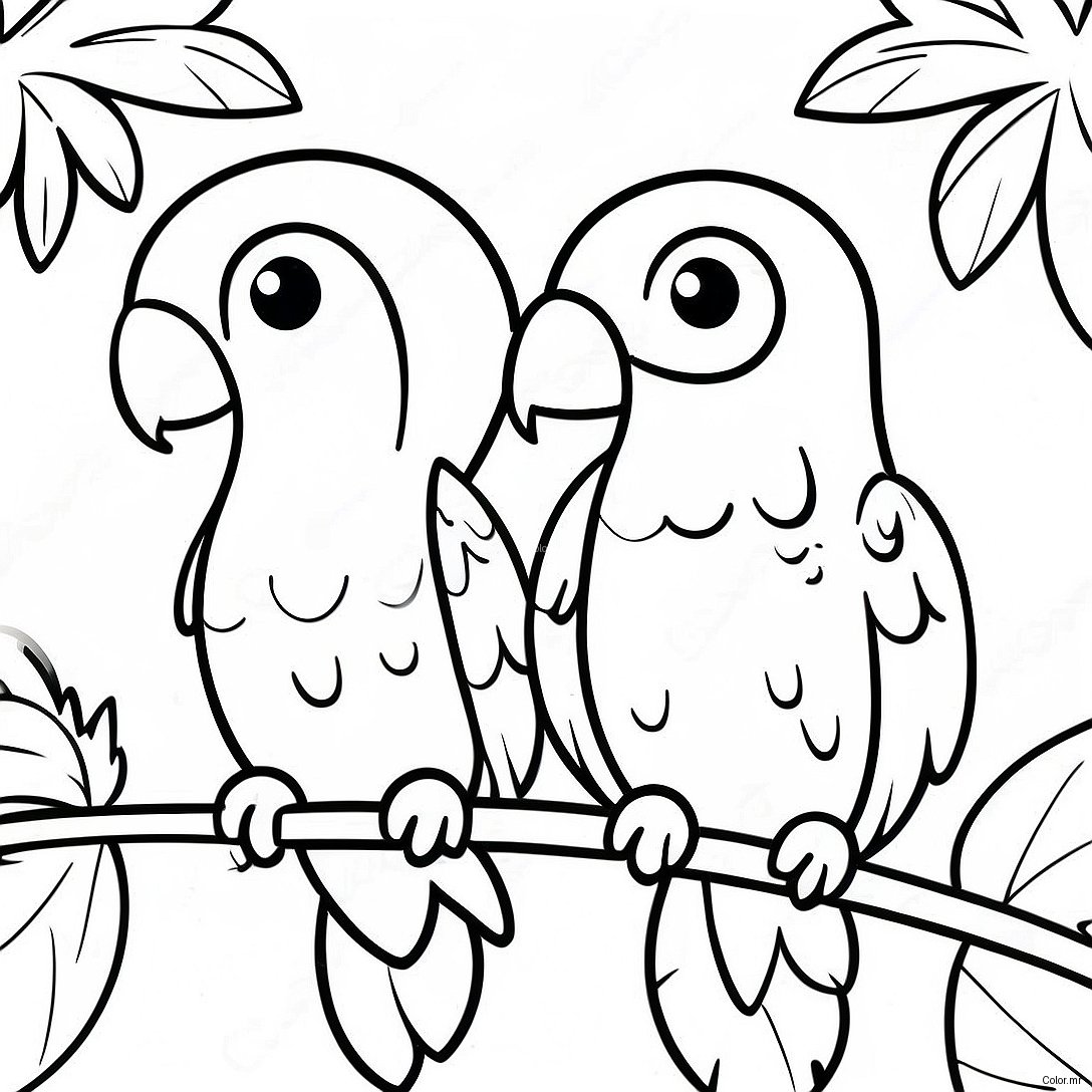 Colorful Parrots In The Rainforest Coloring Page 40248 33375
