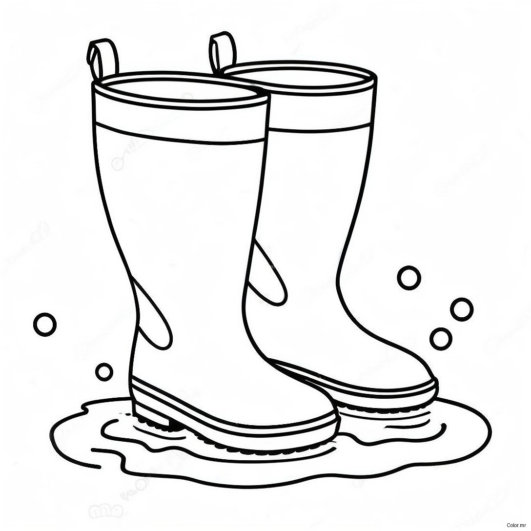 Colorful Rain Boots In A Puddle Coloring Page 44293 36849