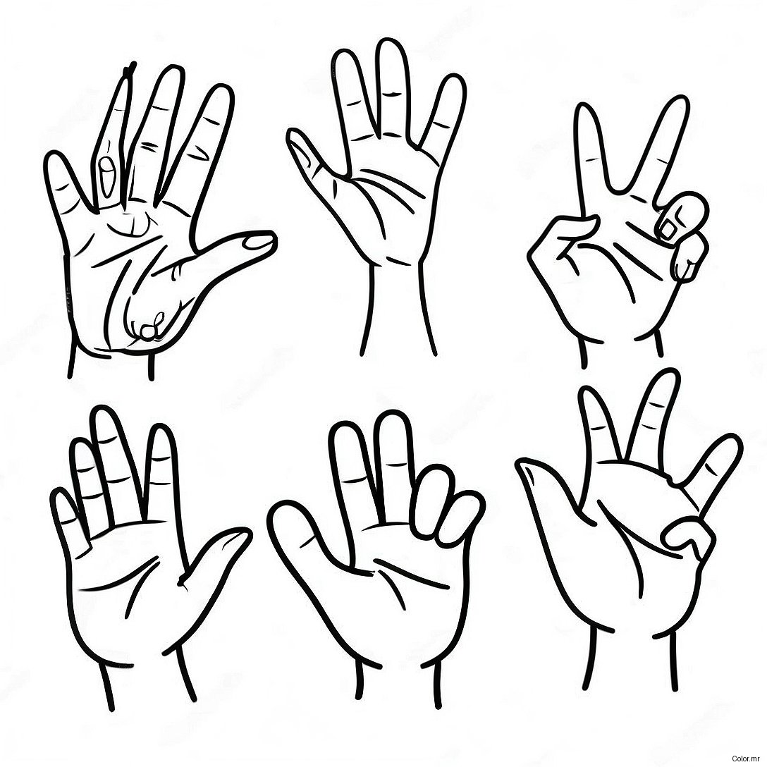 Colorful Sign Language Hand Shapes Coloring Page 24796 22729