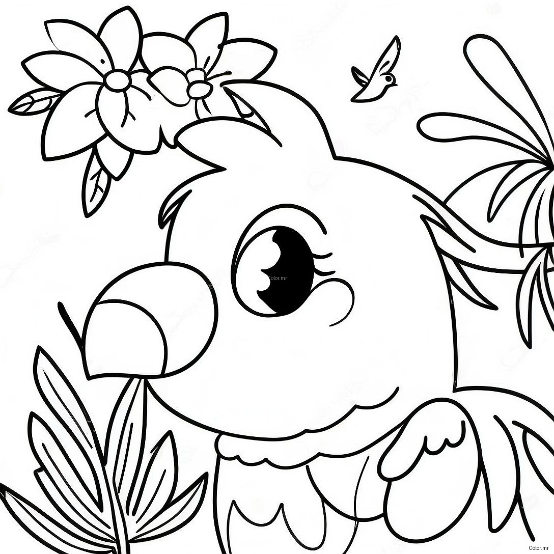 Colorful Tropical Birds And Bright Flowers Coloring Page 28867 26109