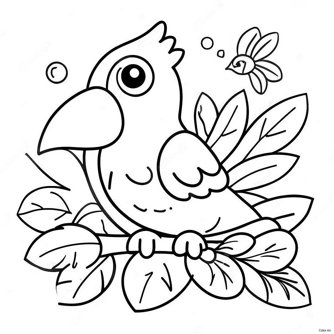 Colorful Tropical Birds And Bright Flowers Coloring Page 28867 26111
