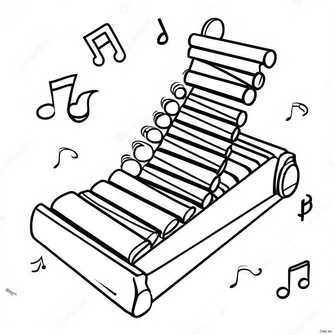 Colorful Xylophone With Musical Notes Coloring Page 63290 52383
